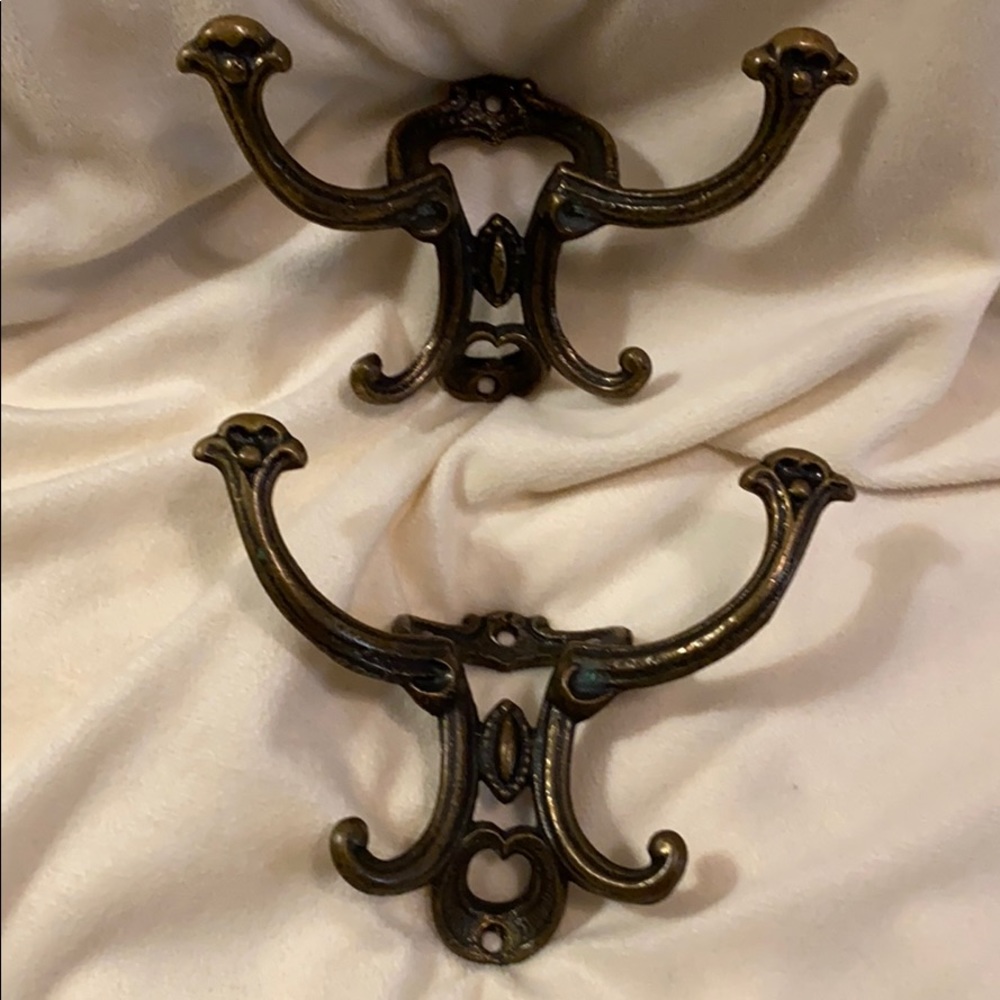 Antique Victorian Brass Double Hat/Coat Hooks